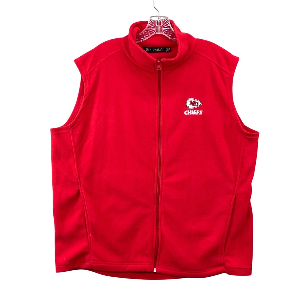 Dunbrooke Fleece Vest Mens‎ Large Red Kansas City Chiefs NFL Full Zip Layering